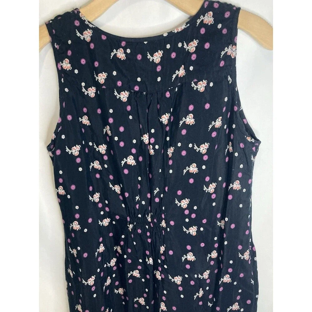 Zara Navy Blue Dress L Ditsy Floral Fairy Mini Sleeveless Pockets Knee Length